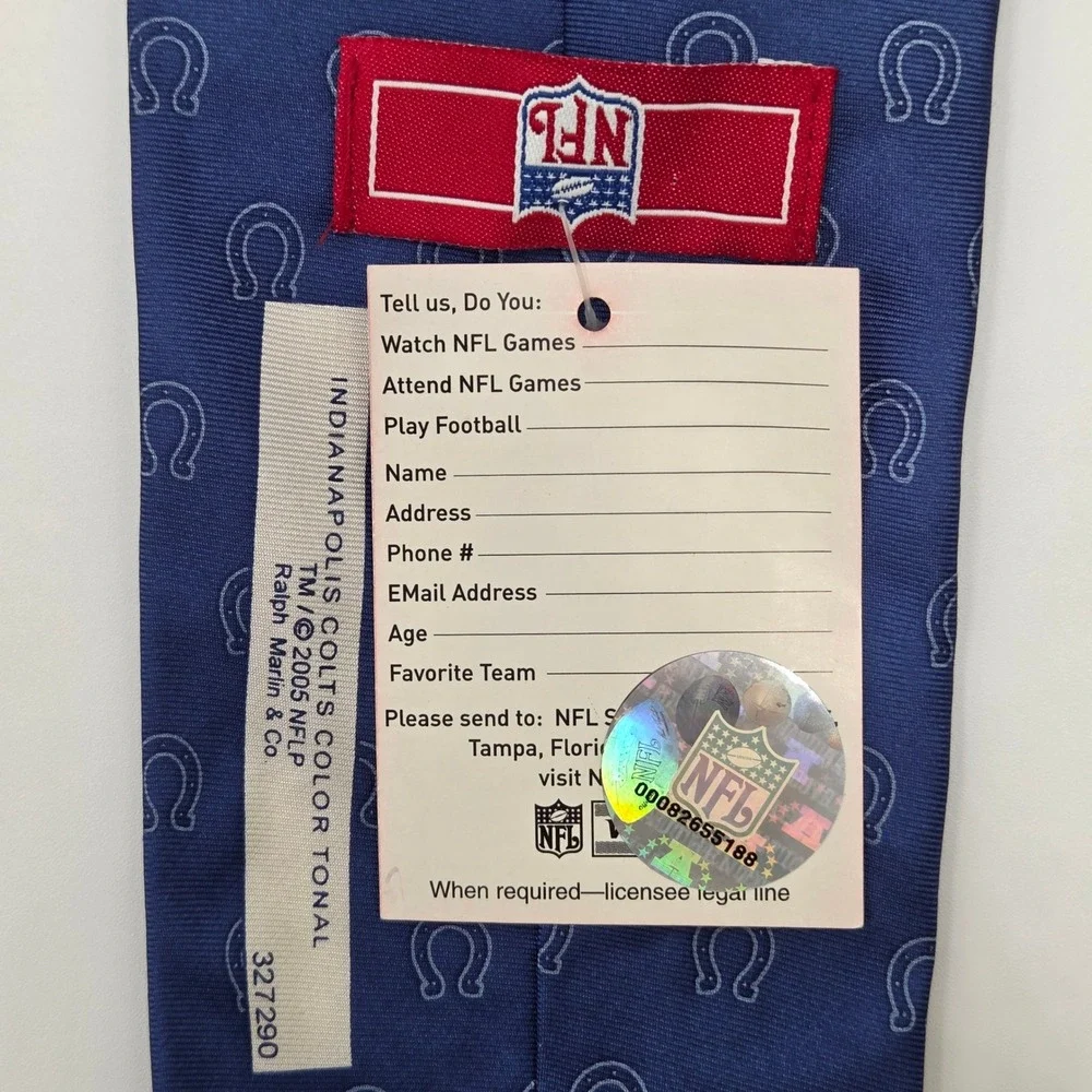 NWT Indianapolis Colts Silk Tie Horseshoe Logo Necktie Blue NFL Football USA
